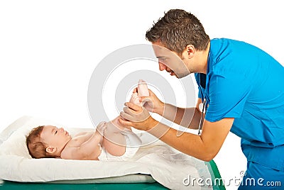 Doctor examine baby Stock Photo