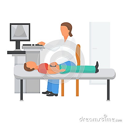 Doctor examine childs health by ultrasound, vector illustration. Medical treatment, scan cartoon patient, sonography Vector Illustration