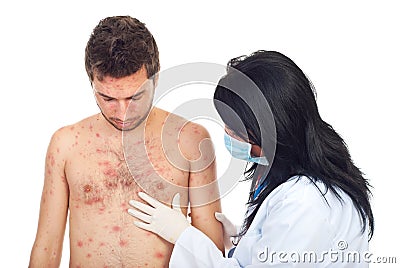 Doctor examine man skin rash Stock Photo