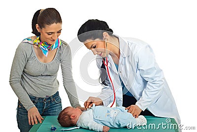 Doctor examine newborn baby Stock Photo