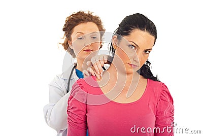 Doctor examine patient woman Stock Photo