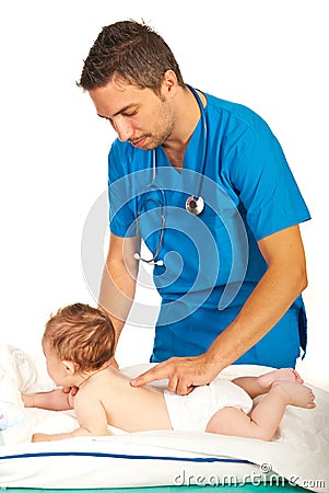 Doctor examine spine to baby Stock Photo