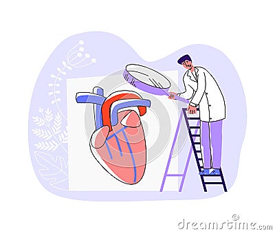 Doctor examining heart organ Cartoon Illustration