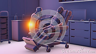 A doctor experiencing back pain, 3D illustration Cartoon Illustration