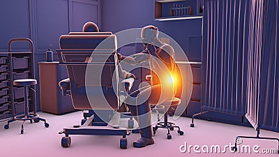 A doctor experiencing back pain, 3D illustration Cartoon Illustration