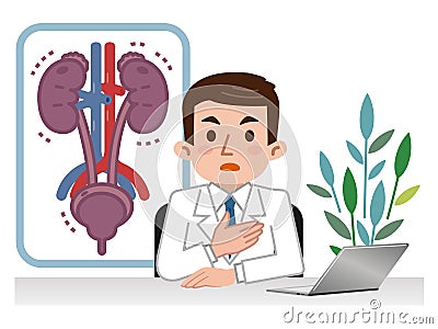 Doctor explaining sick urology Vector Illustration