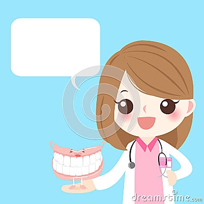 Doctor with false tooth Vector Illustration