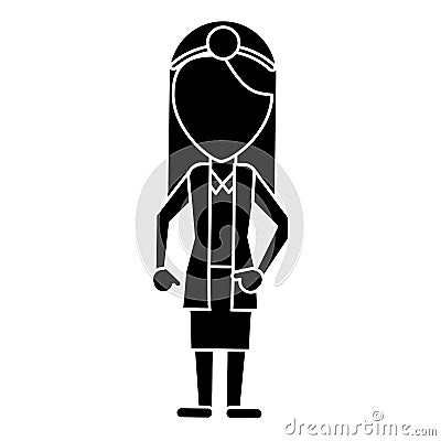 Doctor female with head mirror and coat pictogram Vector Illustration