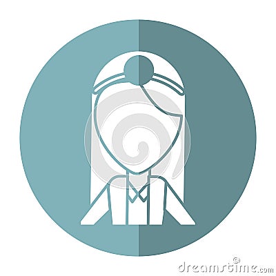 Doctor female with head mirror and coat shadow Vector Illustration