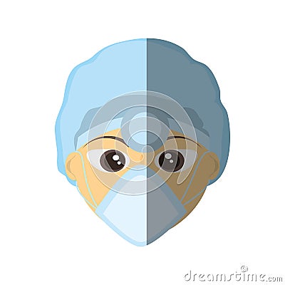 doctor female mask medical head mirror tool Cartoon Illustration