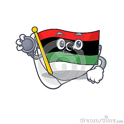 Doctor flag libya mascot shaped on character Vector Illustration
