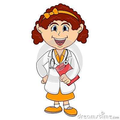 Doctor - Girl Cartoon Vector Illustration