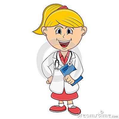 Doctor - Girl Cartoon Vector Illustration