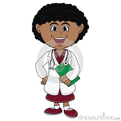 Doctor - Girl Cartoon Vector Illustration