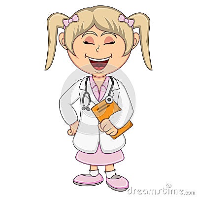 Doctor - Girl Cartoon Vector Illustration
