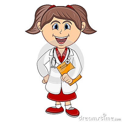 Doctor - Girl Cartoon Vector Illustration