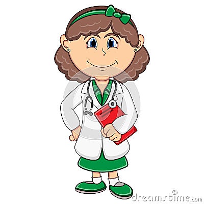 Doctor - Girl Cartoon Vector Illustration