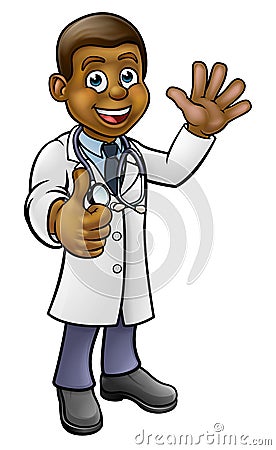 Doctor Giving Thumbs Up Cartoon Character Vector Illustration