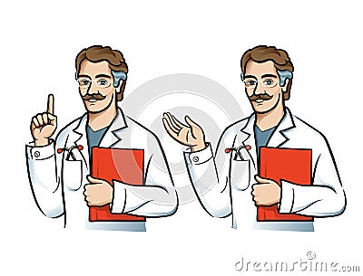 Doctor in glasses character cartoon stylized vector illustration Vector Illustration