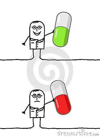 Doctor & good or bad medicine Vector Illustration