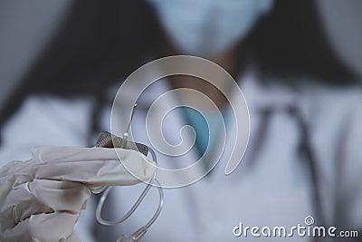 Doctor hand syringe with ill Stock Photo