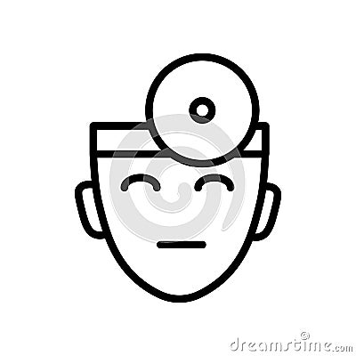 Doctor head, ophthalmologist with head mirror isolated line icon Vector Illustration