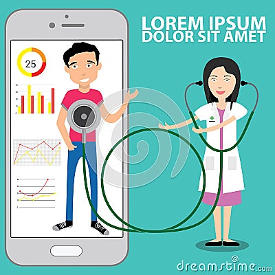 Doctor health examination apps Vector Illustration