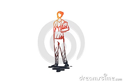 Doctor, health, medicine, clinic, medic concept. Hand drawn isolated vector. Vector Illustration