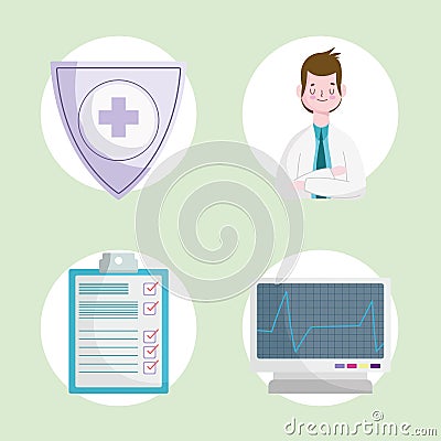 doctor heart monitoring Vector Illustration