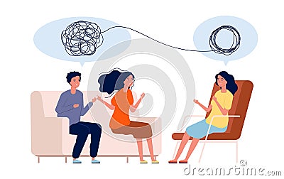 Doctor help pattient. Mental treatment problems vector psychology concept Vector Illustration