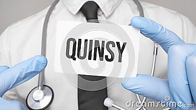 Doctor holding a card with quinsy, Medical concept Stock Photo