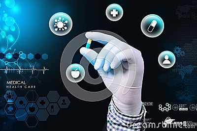 Doctor holding in hands pills Stock Photo