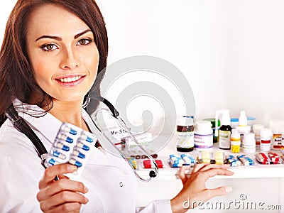 Doctor holding remedy. Stock Photo