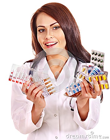 Doctor holding remedy. Stock Photo