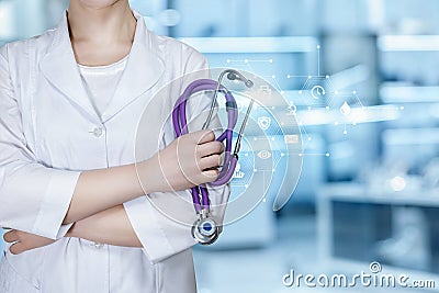 A doctor holding a stethoscope Stock Photo