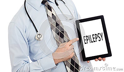 Doctor holding tablet - Epilepsy Stock Photo