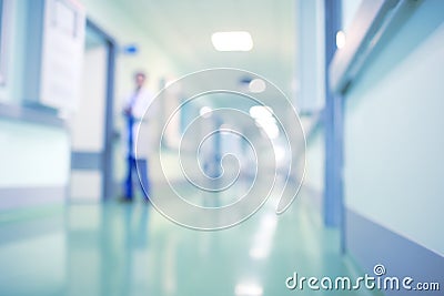 Doctor in hospital corridor, unfocused background Stock Photo