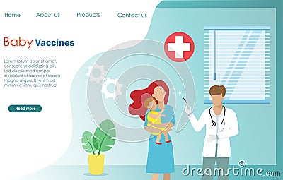 Doctor in hospital injecting vaccine to baby in mother arms. Child immunization, kid vaccination landing pages Stock Photo