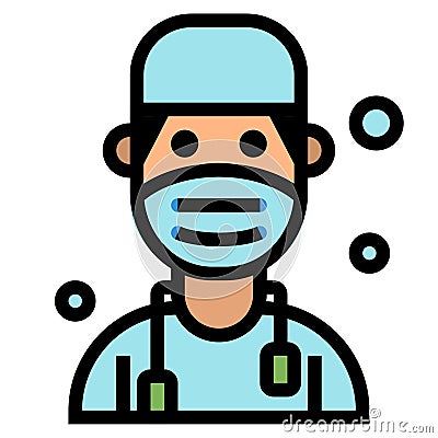 Doctor modern icon with mask Vector Illustration