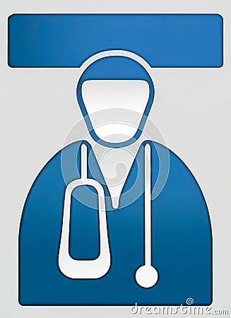 Doctor icon in white and blue color. Stock Photo