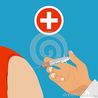 The doctor injects the patient Vector Illustration