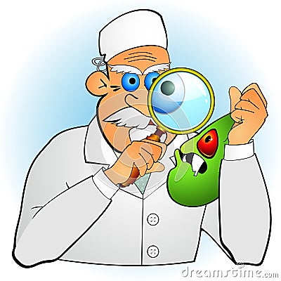 Doctor inspecting germ Vector Illustration