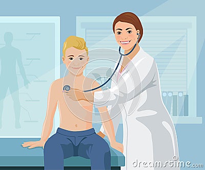 Doctor and kid patient Vector Illustration