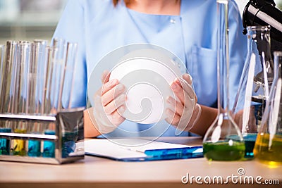 The doctor in lab with crystall ball Stock Photo