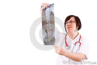 Doctor looking at x-ray of backbone, spine Stock Photo