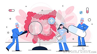 Doctor make human bowel examination concept. Idea of body health Vector Illustration