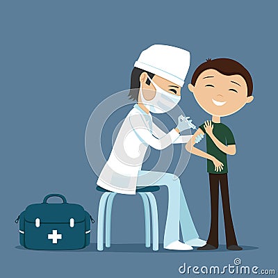 Doctor makes vaccination. Vector Illustration