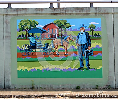 A Doctor Making a House Call Mural On James Road in Memphis, Tennessee. Editorial Stock Photo