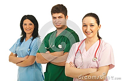 Doctor man with nurses Stock Photo