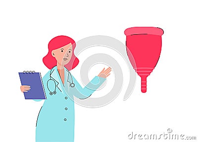 Doctor and menstrual cup Vector Illustration